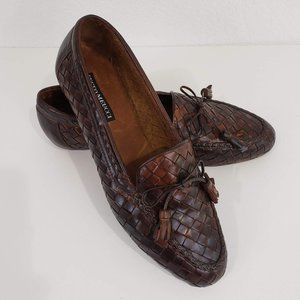 Sesto Meucci Woven Leather Tassel Loafers Sz 9.5